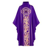 Generisch Klerus Robe de mesure pour homme - Broderie - Vestment - Robe d'église - Costume de prêtre catholique - Col rond - Robe de prêtre pasteur - Vestments - Foire, célébrants - Chasuble, lilas