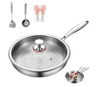 Generisch Kovali Titan Poêle à frire en titane, 20/24/26/28/30 cm, avec couvercle, anti-rayures, anti-adhésif, martelé, pot multi-usage, pour cuisine (20 cm)