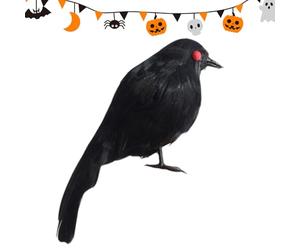 Generisch Kunstn Halloween | Figurine d'oiseau en Plumes Noires Faites à la Main avec Une Texture réaliste | Accessoire Raven, décoration Artisanale de, détail décoratif, fête, Noël