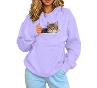 Generisch Lässiger Pullover mit hundetasche, Kapuzenpullover für Damen | einfarbig,Hoodie mit Haustiertasche Katzentasche für Katzen und kleine Hunde, Langarm Sweatshirt mit Reißverschluss