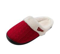 Generisch Laine synthétique à mémoire de forme - Isolation hivernale - Bout fermé - Dessous plat - Chaussons souples, rouge, 41 EU