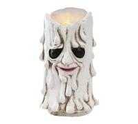 Generisch Lampe bougie sans flamme pour Halloween, bougies électriques sans flamme, motif à thème d'Halloween, bougeoir LED, décoration (bougie sans flamme) (blanc, 8,5 x 8,5 x 17 cm)