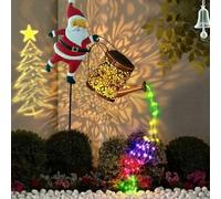 Generisch Lampe de jardin solaire Père Noël - Arrosoir solaire - Décoration de Noël - Avec 7 couleurs et blanc chaud - Étanche IP65 - Marche/arrêt automatique - Pour l'extérieur, pelouse - 87 cm