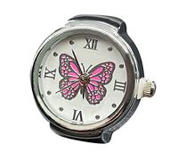 Generisch L'armée des anneaux pour dire le temps, bague de montre, bague ronde épaisse, bague réglable en argent, bijoux de montre à la mode, fleurs de calendula séchées, taille unique, Métal, Pas de