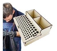 Generisch Leather Working Tool de rangement - Porte-outils en cuir - Support en bois professionnel avec 2 coups et 103 trous - Boîte de rangement en bois pour outils, outils en bois