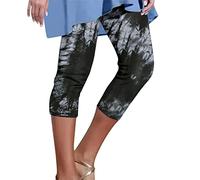Generisch Legging Damen 3/4-Leggings für Frauen, Hoch taillierte Print-Leggings für Frauen, lässige, sportliche Strumpfhose, Yoga-Training, Kurze Hosen, Schwarz, M