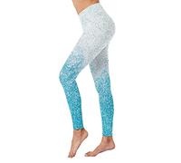 Generisch Legging Damen Frauen Bedruckte Hosenhose Leggings Hohe Taille Workout Laufsporthose Butt Lift Yogahose, Blau, S