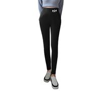 Generisch Legging Damen Lammwolle-Bottom-Hose Damen 2023 Winter gepolstert verdickt außerhalb der Bleistifthose Slim Tight Warm Hose, Schwarz, M