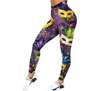 Generisch Legging de lifting des fesses pour femme - Imprimé coloré - Imprimé à plumes - Décontracté, lilas, M