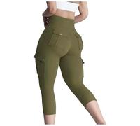 Generisch Legging de sport pour femme - Pantalon de yoga - Pantalon de sport pour femme - Capri cargo - Legging avec poches - Taille haute - Scrunch Butt Lifting - Entraînement - Pantalon de course
