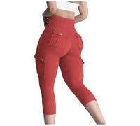 Generisch Legging de sport pour femme - Pantalon de yoga - Pantalon de sport pour femme - Capri cargo - Legging avec poches - Taille haute - Scrunch Butt Lifting - Entraînement - Pantalon de course