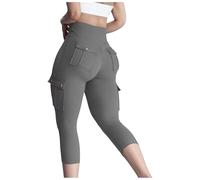 Generisch Legging de sport pour femme - Pantalon de yoga - Pantalon de sport pour femme - Capri cargo - Legging avec poches - Taille haute - Scrunch Butt Lifting - Entraînement - Pantalon de course
