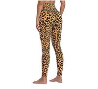 Generisch Legging de yoga taille haute respirant pour femme avec poches, stretch 4 directions pour fitness, entraînement, sport, vie quotidienne, jaune, S