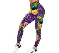 Generisch Legging décontracté pour femme avec imprimé plumes colorées, leggings de lifting des fesses, lilas, XXL