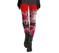 Generisch Legging d'Halloween pour femme avec motifs effrayants - Legging coloré avec citrouille, esprit et slime - Pantalon de costume accrocheur pour les fêtes et les loisirs, Style P03 rouge, 5XL