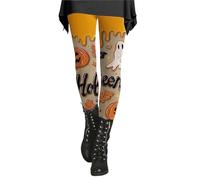 Generisch Legging d'Halloween pour femme avec motifs effrayants - Legging coloré avec citrouille, esprit et slime - Pantalon de costume accrocheur pour les fêtes et les loisirs, Style P02 Orange, 5XL