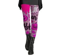 Generisch Legging d'Halloween pour femme avec motifs effrayants - Legging coloré avec citrouille, esprit et slime - Pantalon de costume accrocheur pour les fêtes et les loisirs, Style P01 rose vif