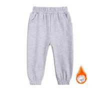 Generisch Legging d'hiver chaud pour pantalon de jogging doublé doux avec taille extensible, pantalon long confortable pour garçons et filles actives, gris, 5-6 ans