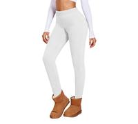Generisch Legging en velours allemand pour femme avec taille haute dans un design décontracté uni comme pantalon de yoga chaud avec coupe ajustée, Blanc., S