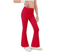 Generisch Legging évasé pour fille - Taille haute - Coupe ajustée - En coton stretch - Confortable - Pour le sport, la danse, le yoga, les loisirs, rouge, 140