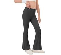Generisch Legging évasé pour fille - Taille haute - Coupe ajustée - En coton stretch - Confortable - Pour le sport, la danse, le yoga, les loisirs, gris foncé, 160