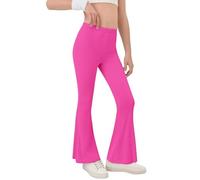 Generisch Legging évasé pour fille - Taille haute - Coupe ajustée - En coton stretch - Confortable - Pour le sport, la danse, le yoga, les loisirs, Rose, 130