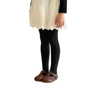 Generisch Legging fille en coton épais doublé pantalon thermique uni pantalon polaire doux tendance décontracté pantalon confortable chaussettes en velours intégrées en laine de style coréen, Noir , 2