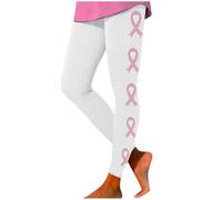 Generisch Legging haut pour femme pour la vie quotidienne, confortable, extensible, imprimé avec mois d'éducation du cancer du sein, polyvalent pour le bureau, les vacances, Blanc., XL