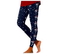 Generisch Legging pour femme - Imprimé flocon de neige de Noël - Collection de verres à vin - Legging de vacances pour un style festif - Chaîne d'épaule, Marine, XL