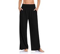 Generisch Legging pour femme - Noir - Jambes réglables - Pantalon de jogging cintré - Noeud - Pantalon de yoga large - Pantalon de yoga décontracté avec poches, Noir , M