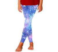 Generisch Legging pour fille avec imprimé ciel étoilé, coupe ajustée, sportive, extensible, pour jeu et vie quotidienne, bleu clair, 7-8 ans