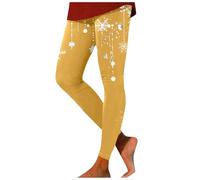 Generisch Legging taille haute avec imprimé festif, idéal pour l'entraînement, le yoga, le fitness, avec matériau extensible dans les 4 directions pour une liberté de mouvement optimale, jaune, L