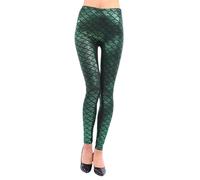 Generisch Legging tendance pour femme avec effet brillant comme couche de base élégante pour un design plus mince et tendance, vert, M