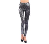 Generisch Legging tendance pour femme avec effet brillant comme couche de base élégante pour une coupe plus mince et haute, argenté, M