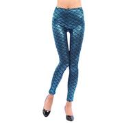 Generisch Legging tendance pour femme avec effet brillant comme couche de base élégante pour une coupe plus mince et haute, bleu, S