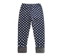 Generisch Legging thermique 2026 pour fille, pantalon de base d'hiver avec joli motif léopard en forme de cœur, doublure douce et chaude, pour les activités de plein air par temps froid., Marine, 8-9