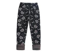 Generisch Legging thermique pour fille, pantalon de base d'hiver avec joli motif léopard en forme de cœur, doublure douce et chaude, pour les activités de plein air par temps froid., Noir , 4-5 ans