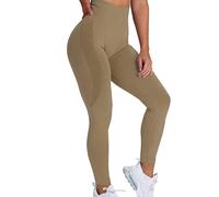 Generisch Leggings Courts Femmes Yoga Sport Couleur Hip Lifting Femmes Fitness Taille Haute Pantalon de Course Pantalon de Yoga Pantalon Blanc Femmes Médecine 50, kaki, M
