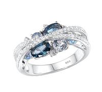 Generisch Les bagues Deux nouveaux anneaux créatifs en forme de X creux bleu de mer zircon pour cadeau sifflement des anneaux, 11, Métal