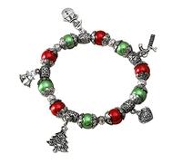 Generisch Les États-Unis Boules de Noël Atmosphère Festive Chaîne Perles de Riz Mignon Bracelet Huile Goutte Bracelet Montre Bracelet en Cuir Remplacement Homme