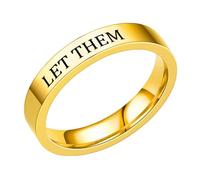 Generisch Let Them Ring - Let Them - Bague en acier inoxydable avec gravure pour meilleures amies de la sororité - Bague d'amitié inspirante - Bijoux d'amitié motivants - Cadeau de lotion de souci, 9