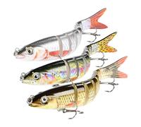 Generisch Leurre de basse, 3 pièces, leurre de basse, multi-articulations, appât flottant avec boîte de rangement pour eau douce, rivière, lac, mer, truite, poisson, perche