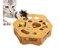 Generisch Lime à ongles pour chat | Jouet en bois pour animaux de compagnie | Boîte à gratter pour chat avec 3 balles de clochette | Pour jouer aux chatons, pour l'exercice, pour soigner les pattes et
