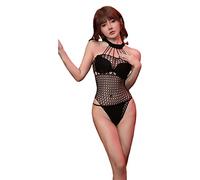 Generisch lingerie, bas creux en résille, gros bas, vêtements en résille, combinaison, combinaison ouverte, Noir , taille unique