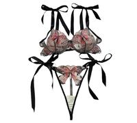 Generisch Lingerie en maille filet pour femme en peluche séduisante avec fermeture à trois crochets confortable pour des nuits séduisantes, rouge, L