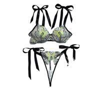 Generisch Lingerie en maille filet pour femme en peluche séduisante avec fermeture à trois crochets confortable pour des nuits séduisantes, vert, M