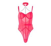 Generisch Lingerie Femme Sensation Ouvert Dos Suspendu Neck Strap pour Femmes Sous-vêtements Sexy 2025 Tenue Sexy Haut Rave avec Bas Soutien-gorge érotique, Rose, M