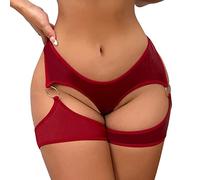 Generisch Lingerie pour femme, 1 pièce, bodysuit, lingerie, décolleté, détail anneau torique, jarretière, rouge, XL
