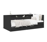 Generisch Lit de jour multifonctionnel, lit double 90 x 200 cm, en bois, avec espace de rangement et 2 tiroirs, canapé-lit avec sommier à lattes, lit enfant avec dossier, lit adolescent peu encombrant