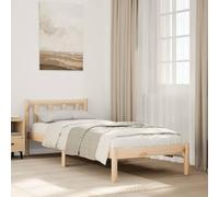 Generisch Lit futon en bois de pin massif robuste avec sommier à lattes et support de tête de lit, peut être utilisé comme lit double, convient pour la chambre à coucher, naturel, 90 x 210 cm